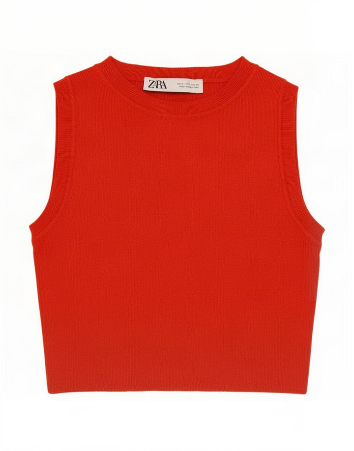 Zara Femme Débardeur UK 8 Small Rouge Viscose