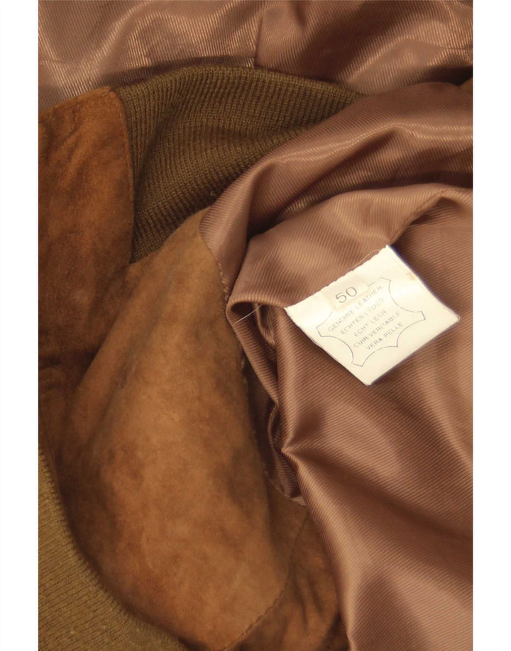 vintage Mens Bomber Suede Jacket IT 50 Grand Cuir Marron