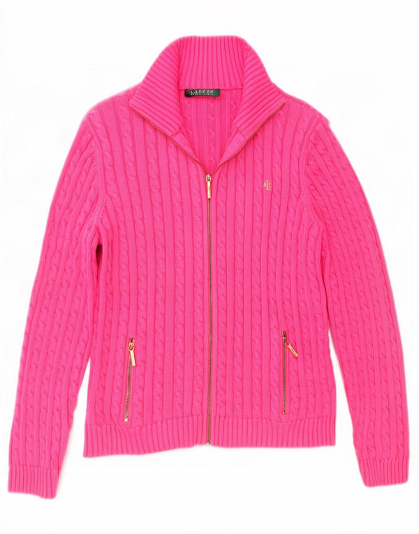 Ralph Lauren Pull Cardigan Femme UK 8 Petit Rose
