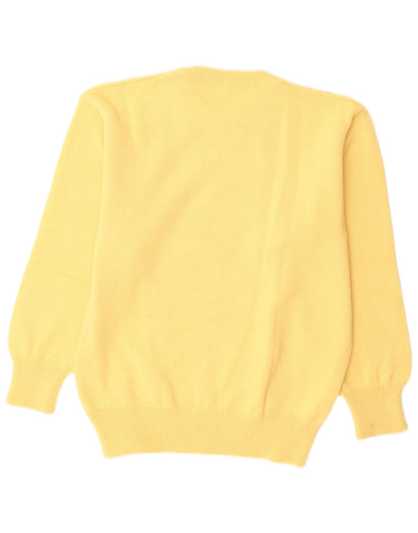 vintage Mens Crew Neck Jumper Pull IT 50 Laine Jaune Moyenne