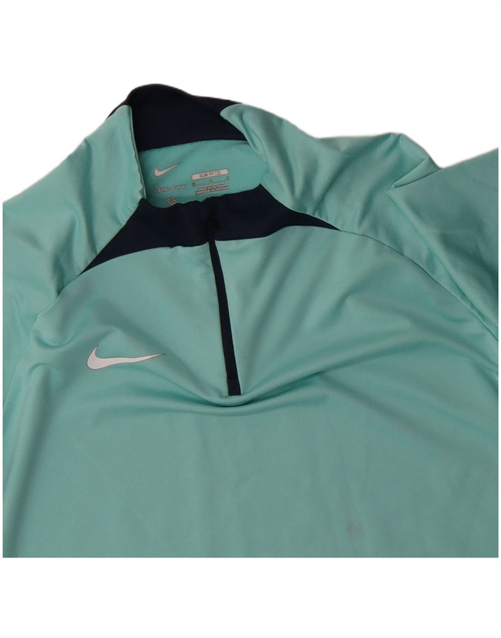 Nike Femme Dri Fit Zip Neck Pull Survêtement Top UK 16 Large Turquoise