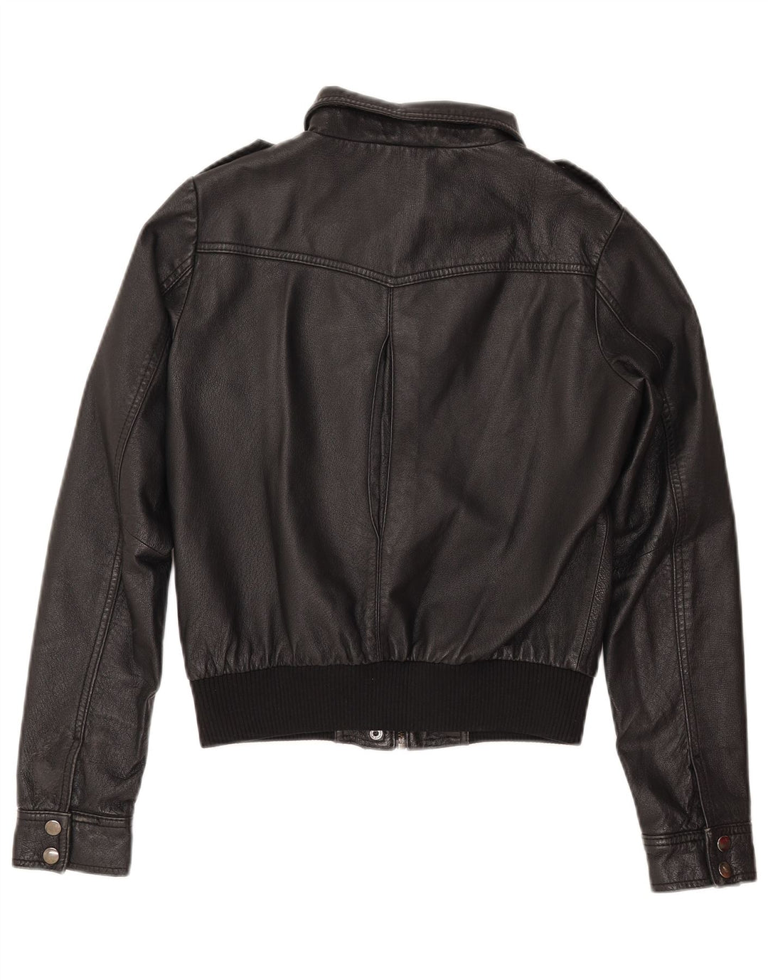 H&M Veste en cuir crop pour femme EU 38 Cuir noir moyen