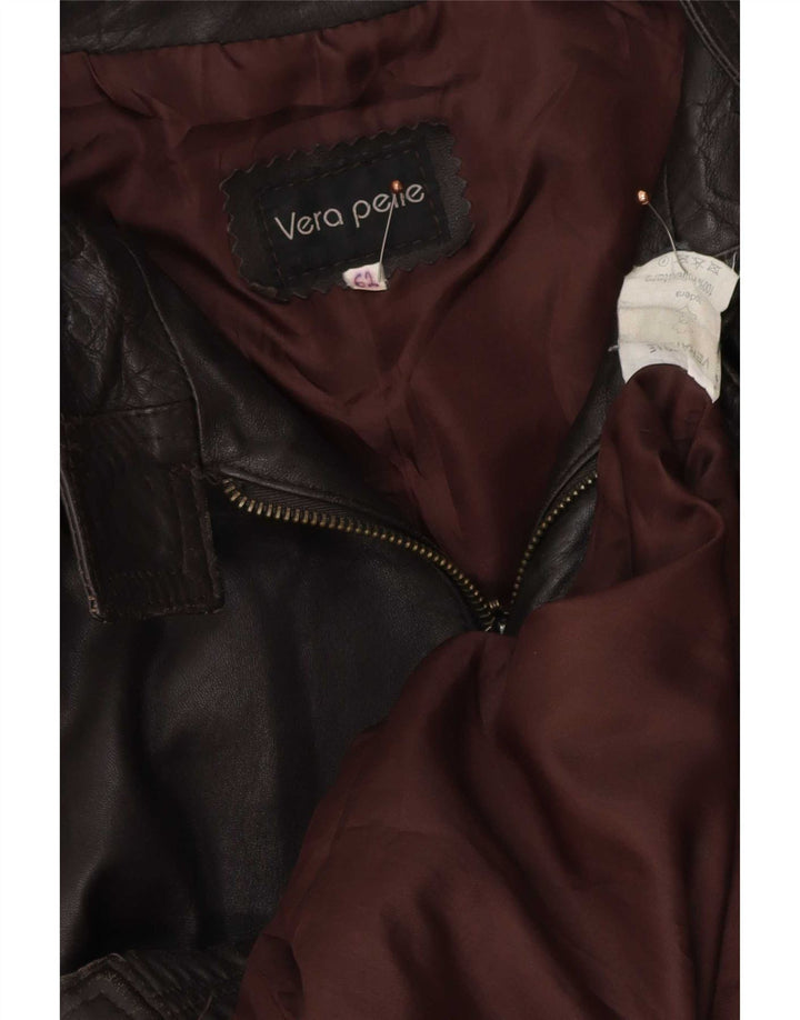 veste en cuir homme vintage IT 62 4XL Noir