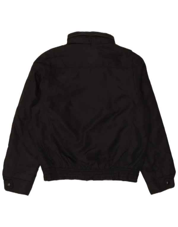 ZARA Veste bomber à capuche pour homme UK 40 Large Noir Nylon