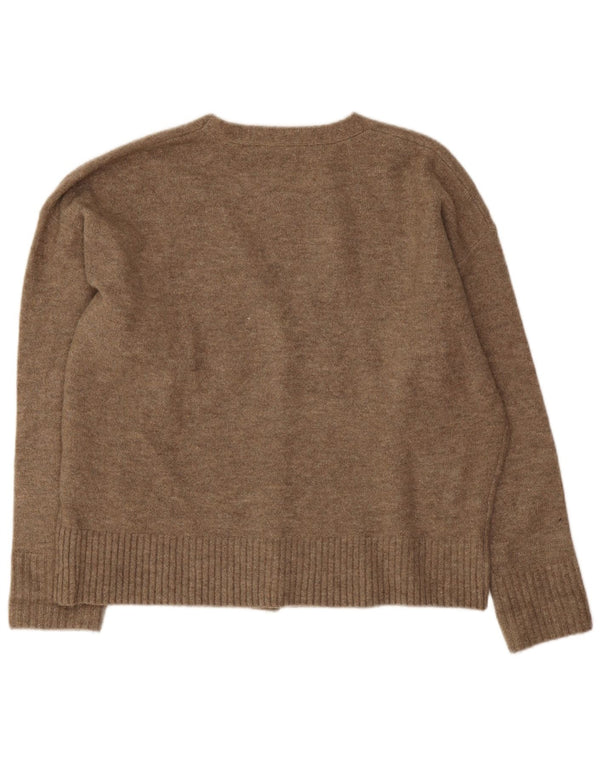 Zara Cardigan surdimensionné pour femme UK 14 Acrylique marron moyen