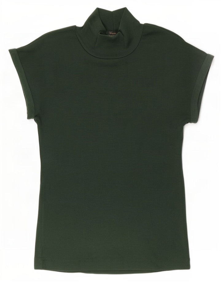 Zara Femme T-Shirt Top UK 12 Vert Moyen