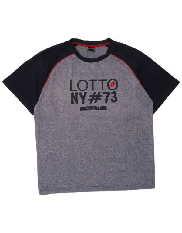 Lotto T-Shirt Graphique Homme Top XL Bleu Colorblock Coton