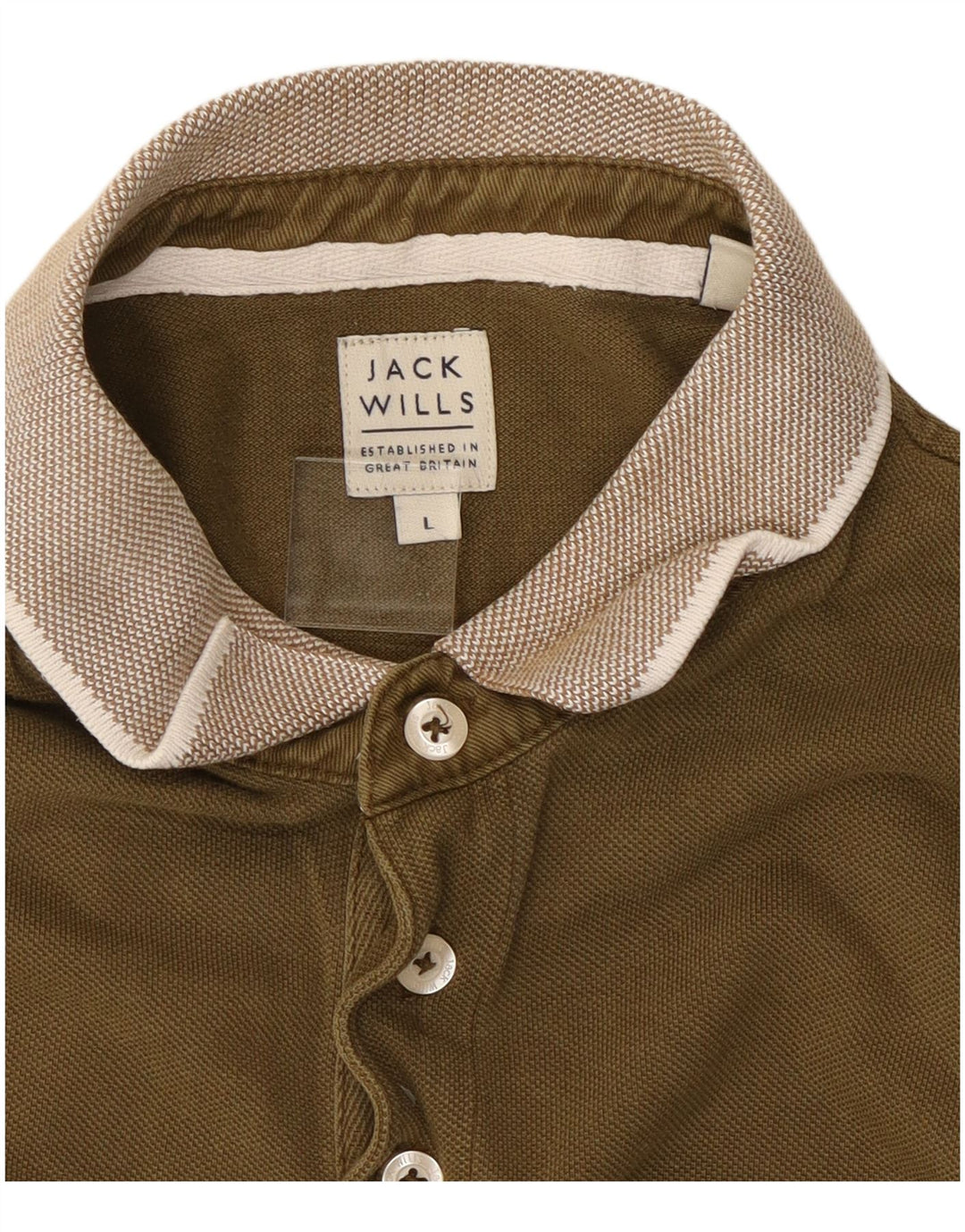 JACK WILLS Polo Homme Large Kaki Coton