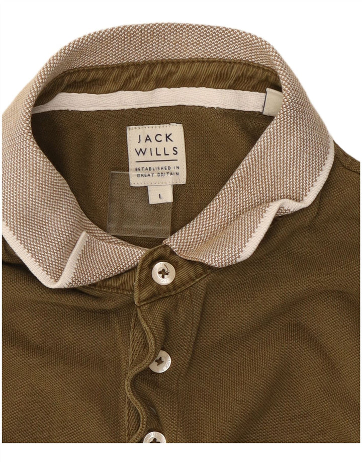 JACK WILLS Polo Homme Large Kaki Coton