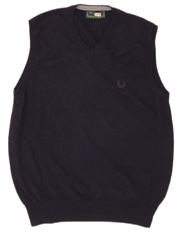 Fred Perry Débardeur pour homme en laine bleu marine Taille L