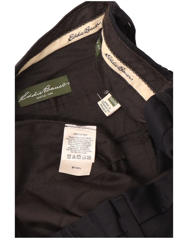 EDDIE BAUER Pantalon Chino Droit Homme W32 L34 Noir Coton