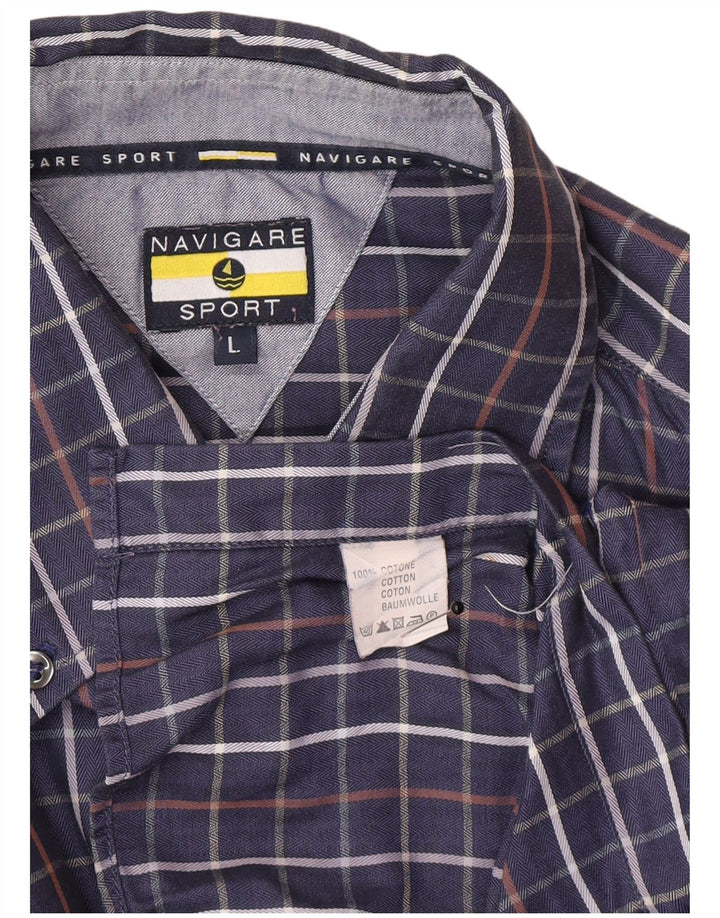 Chemise Homme Navigare Grand Carreau Bleu Marine Coton