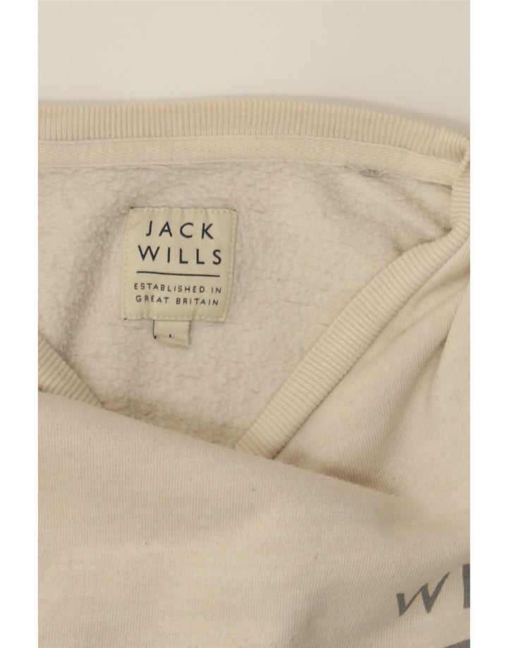 JACK WILLS Mens Sweatshirt Jumper Large Off White Cotton Vintage Jack Wills and Second-Hand Jack Wills from Messina Hembry 
