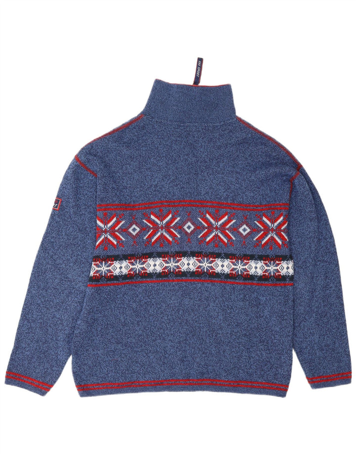 Angelo Litrico Pull col zippé pour homme Bleu moyen Fair Isle
