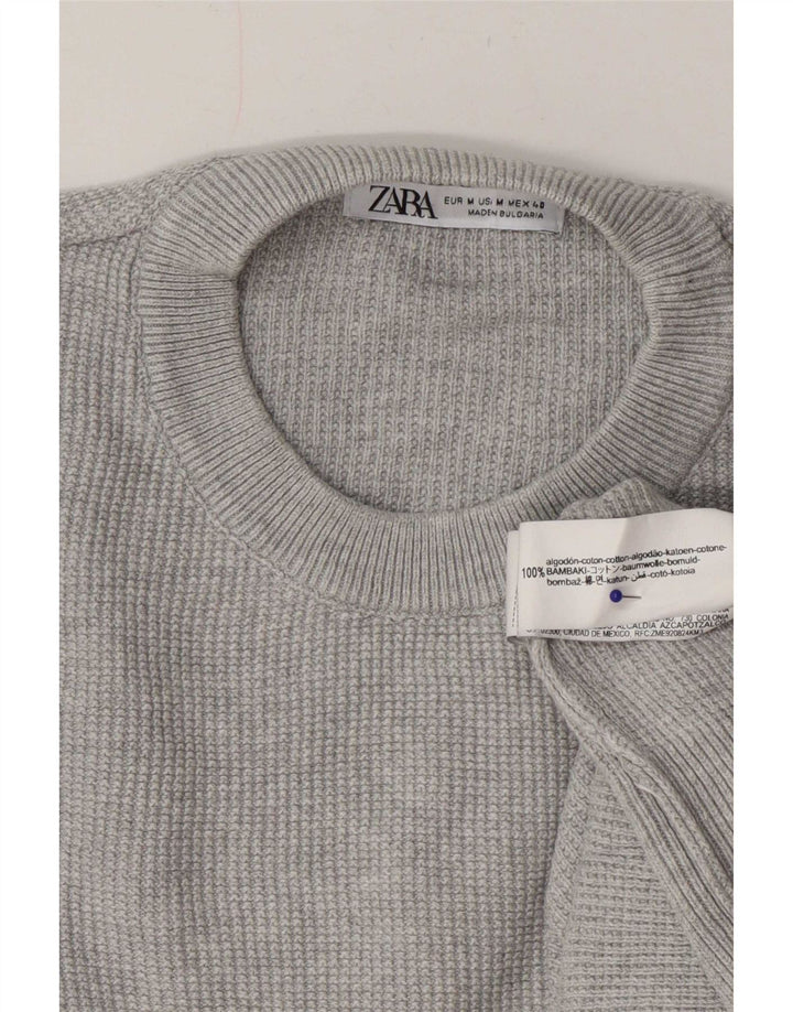 Zara Pull Col Rond Homme Gris Moyen Coton