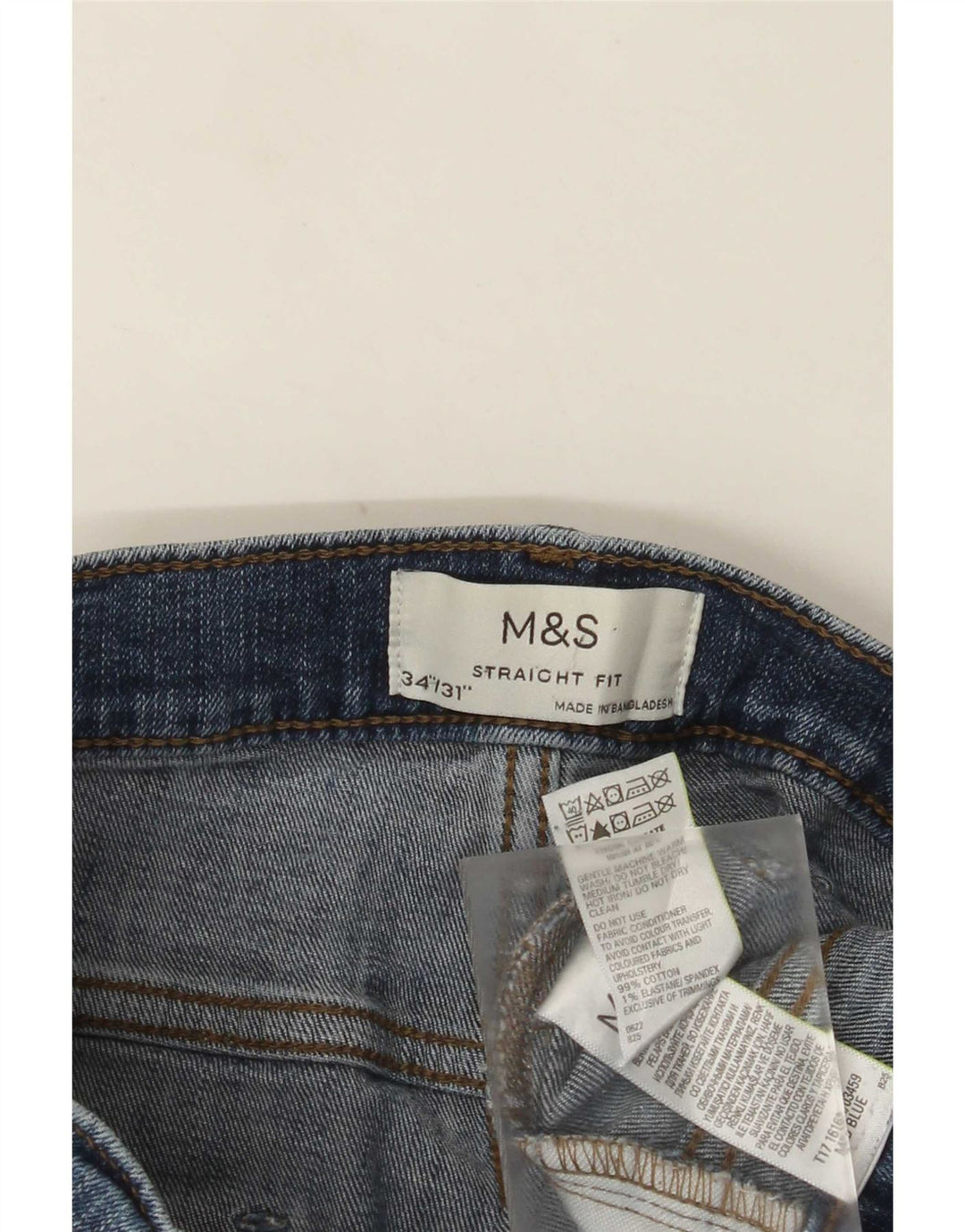 Marks & Spencer Jean droit homme W34 L31 bleu coton