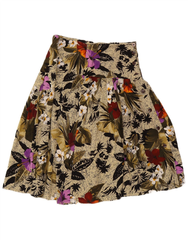 vintage Femme A-Line Jupe W26 Petit Beige Floral