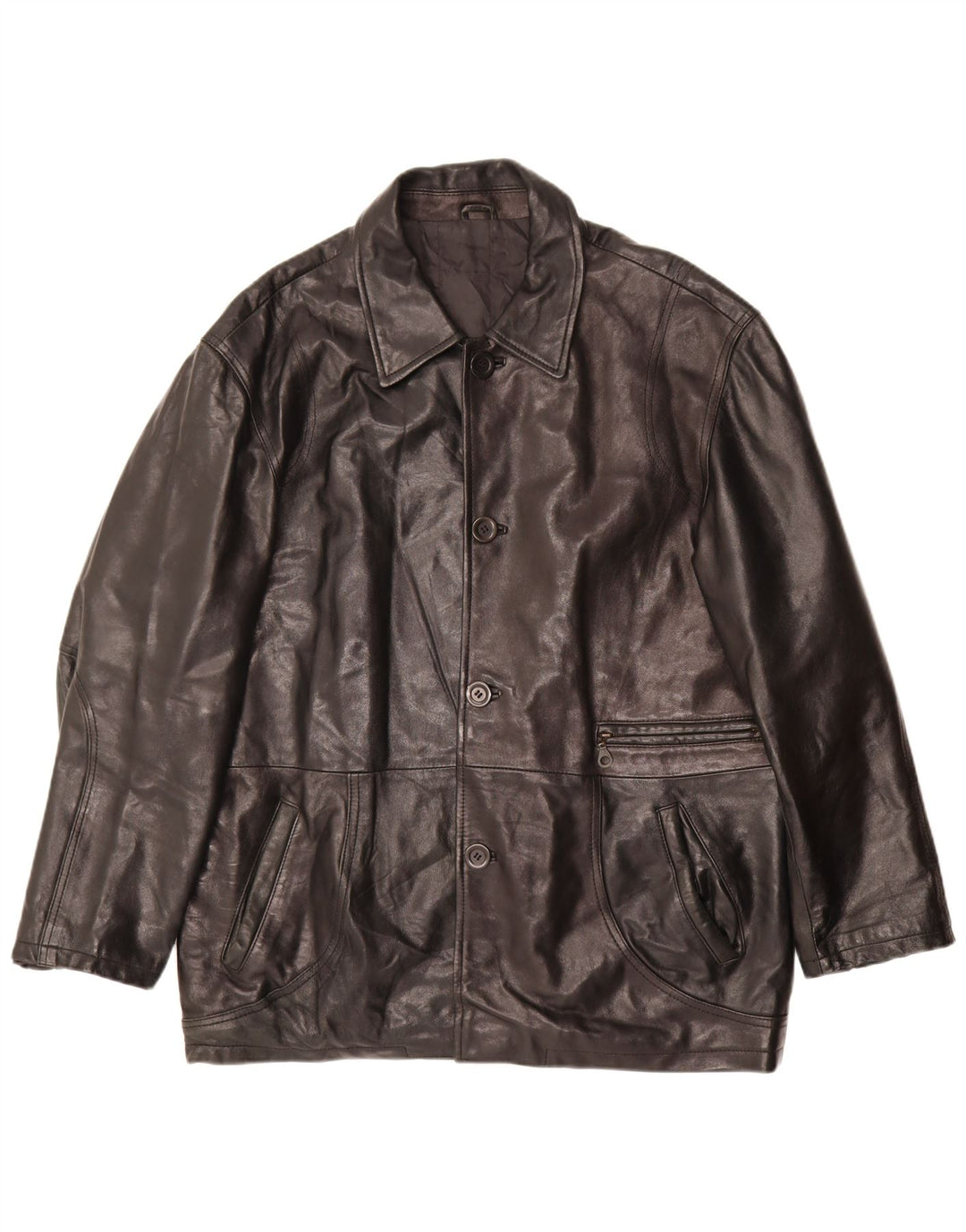 Veste en cuir homme vintage IT 52 XL Cuir noir