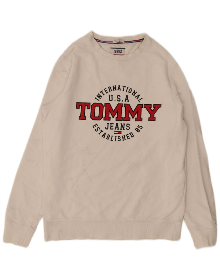 Tommy Hilfiger Sweat-shirt coupe classique pour homme en coton blanc moyen