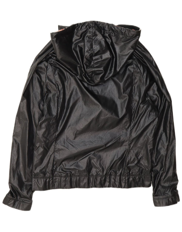 Adidas Veste de pluie surdimensionnée à capuche pour femme UK 8 Small Noir Polyamide