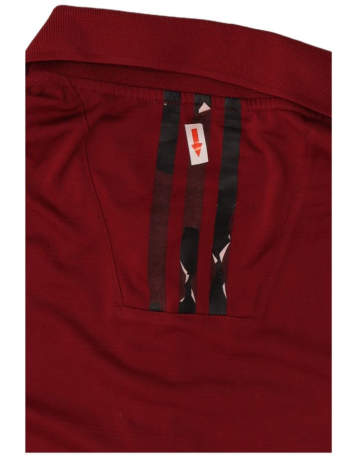 Adidas Hommes Climalite Polo Grand Bordeaux Rayé Polyester