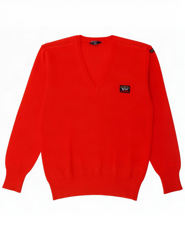 Paul & Shark Mens V-Neck Jumper Sweater Small Red Wool