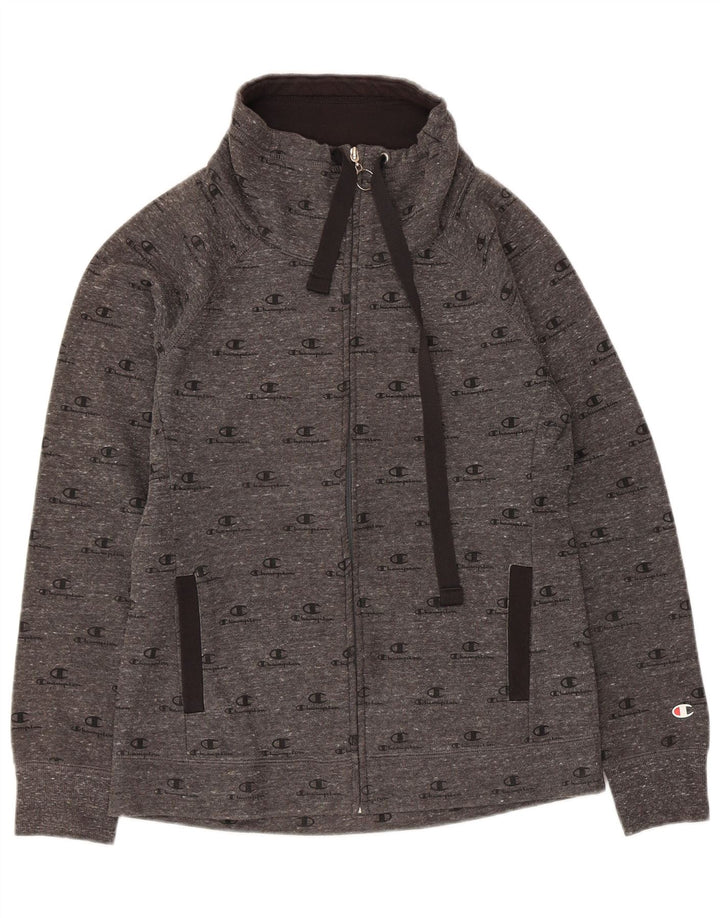 Champion Veste de survêtement graphique pour femme UK 12 Gris moyen Coton