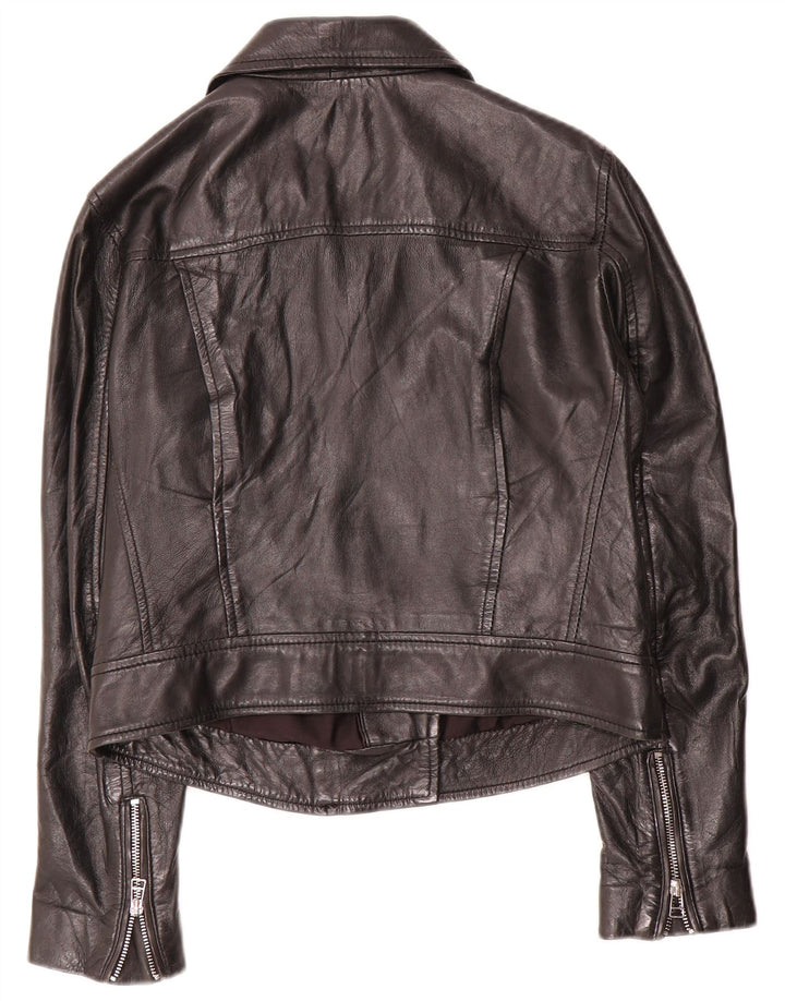 Stradivarius Veste en cuir pour femme UK 44 Grand cuir noir