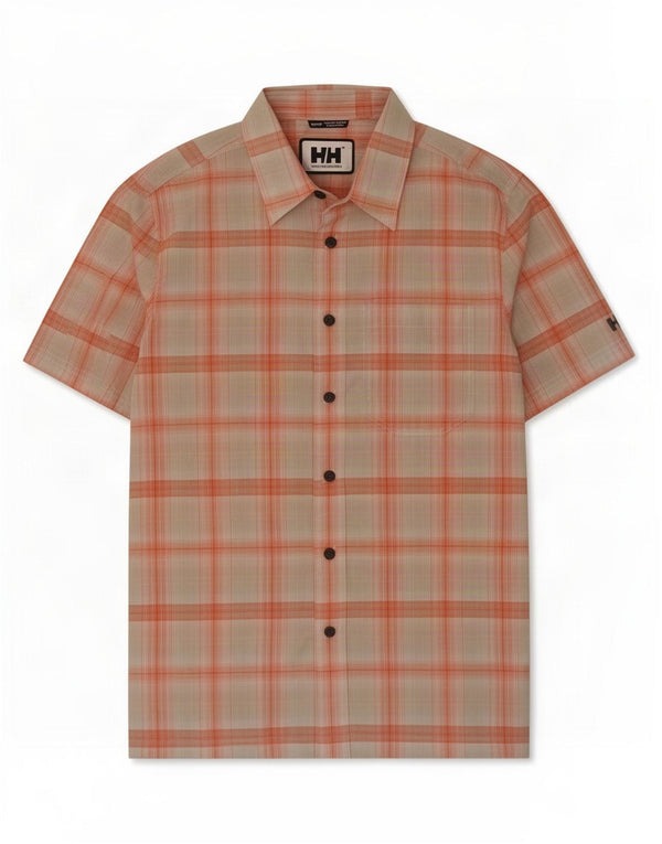 Helly Hansen Chemise à manches courtes pour hommes XS en coton à carreaux beige