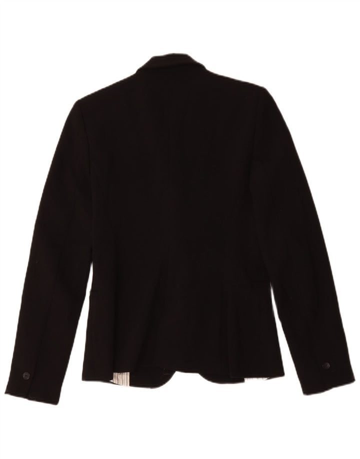 Zara Femme 1 Bouton Blazer Veste UK 10 Petit Noir Polyester