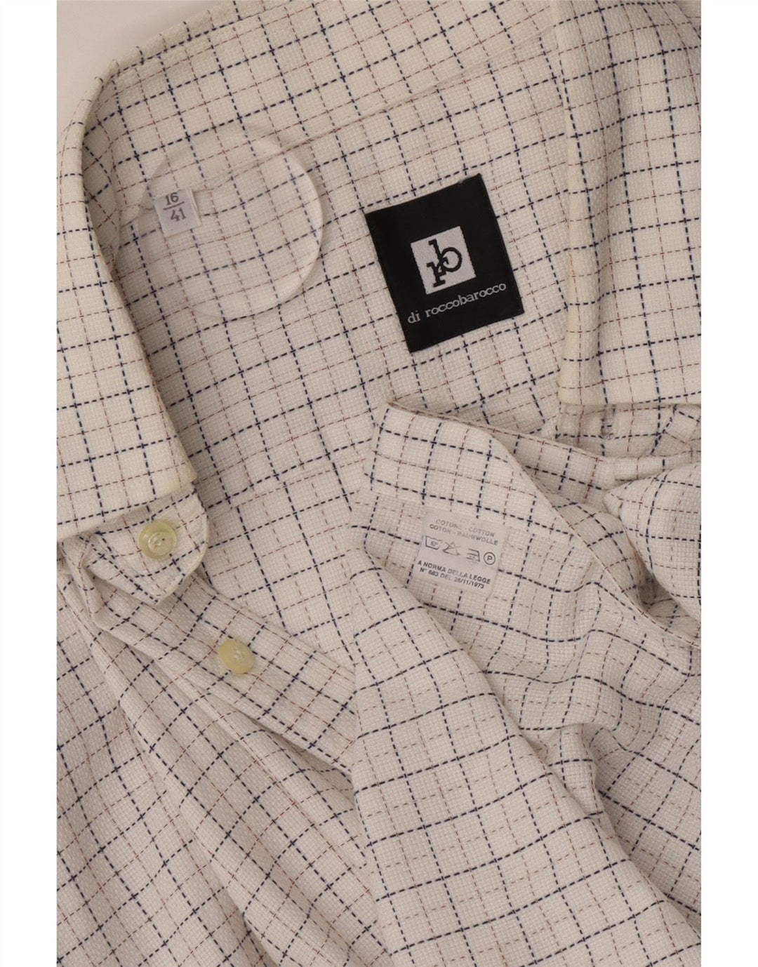 ROCCOBAROCCO Chemise Homme Taille 41 16 Grand Coton à Carreaux Blanc