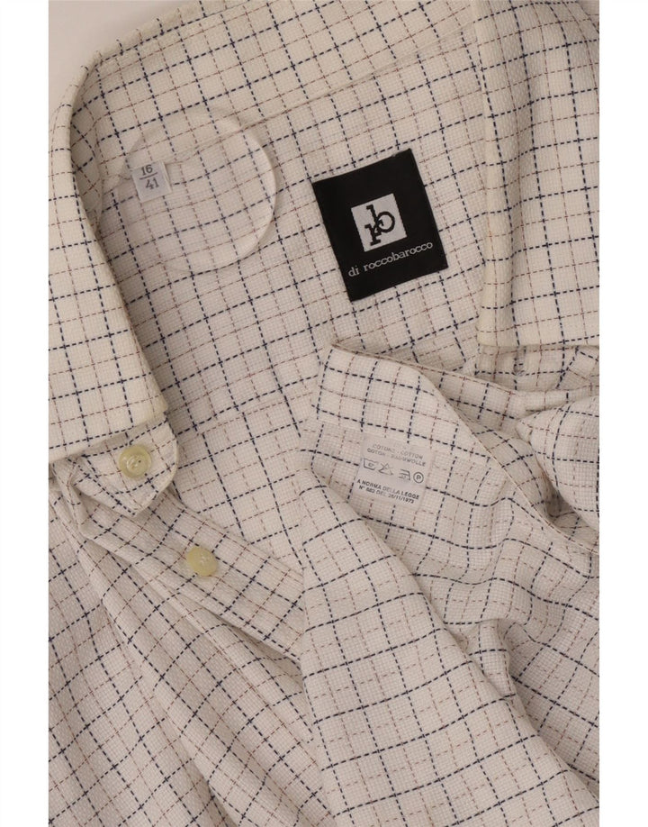ROCCOBAROCCO Chemise Homme Taille 41 16 Grand Coton à Carreaux Blanc