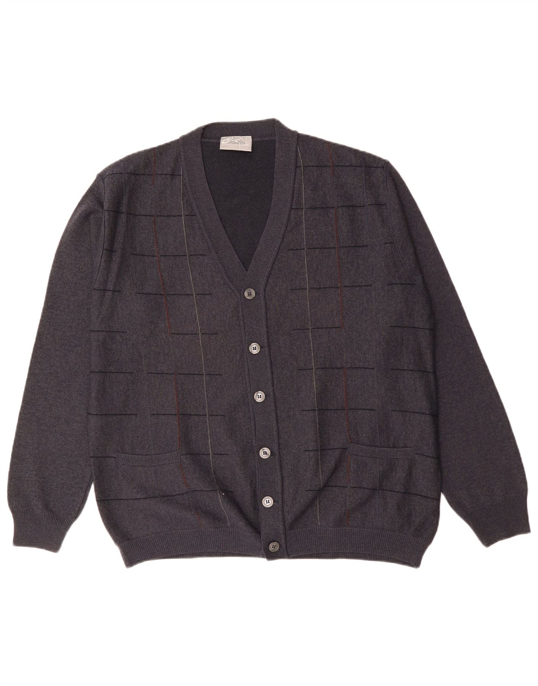 RODES Cardigan pour homme en laine à carreaux gris