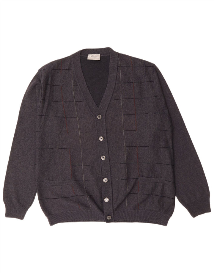 RODES Cardigan pour homme en laine à carreaux gris