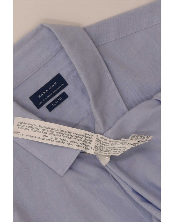 Zara Chemise Slim Fit XL Bleu Coton