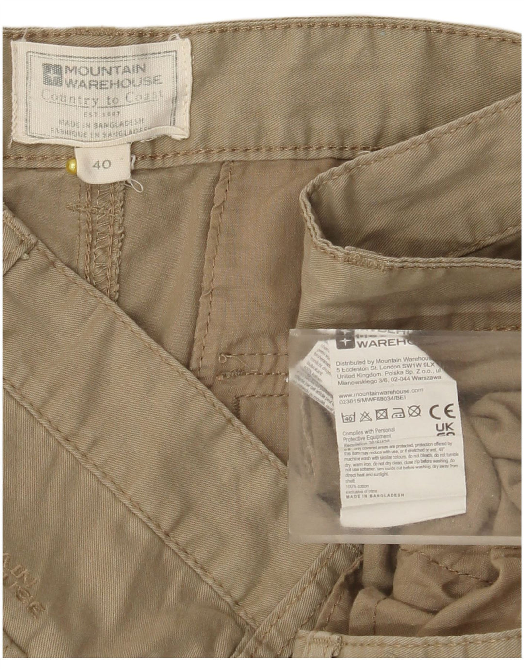 Mountain Warehouse Short cargo pour homme W40 XL en coton kaki