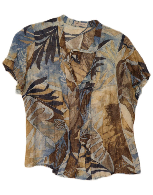 vintage Femme Chemise À Manches Courtes Blouse UK 14 Grand Floral Multicolore