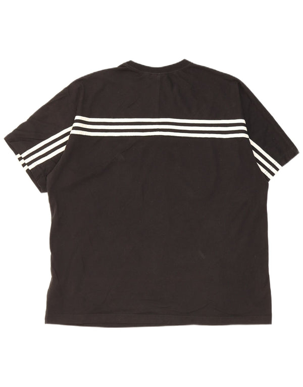Adidas T-shirt graphique régulier pour hommes, grand coton rayé noir