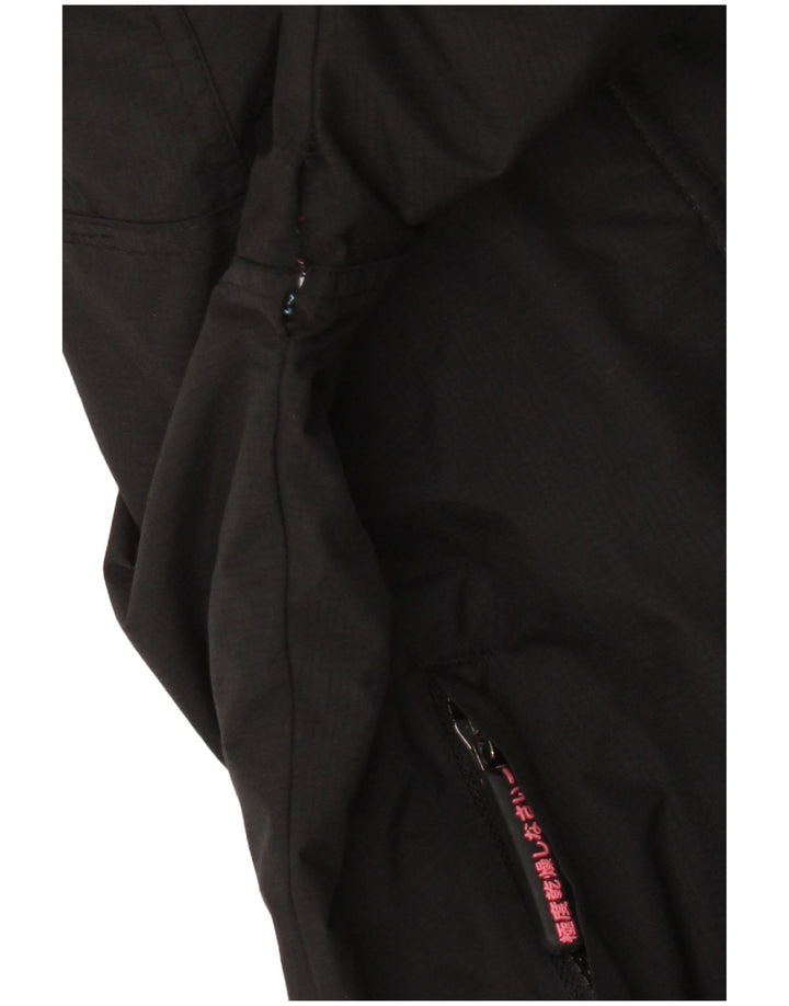 Superdry Veste coupe-vent à capuche pour femme UK 16 Large Noir Nylon