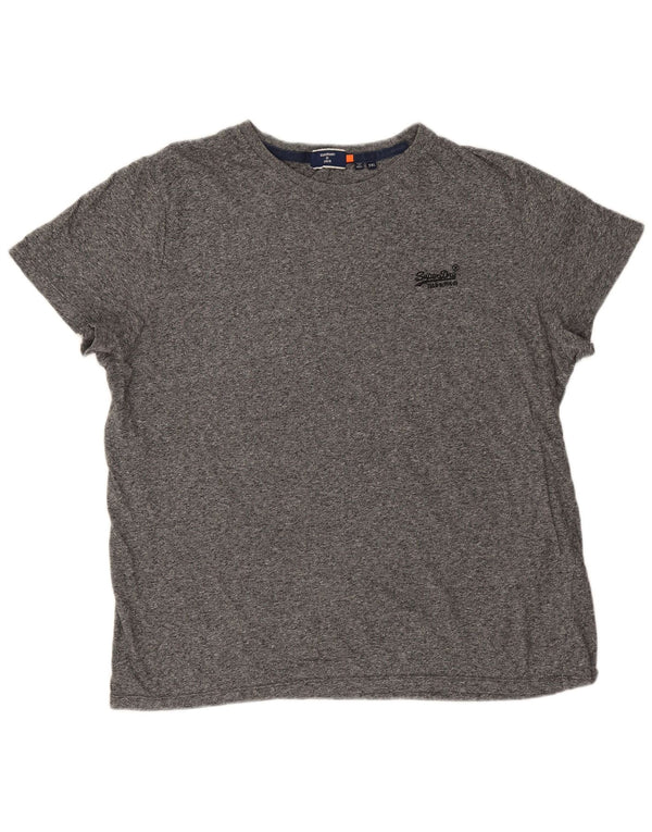 Superdry T-Shirt Femme Top UK 20 2XL Gris Moucheté Coton