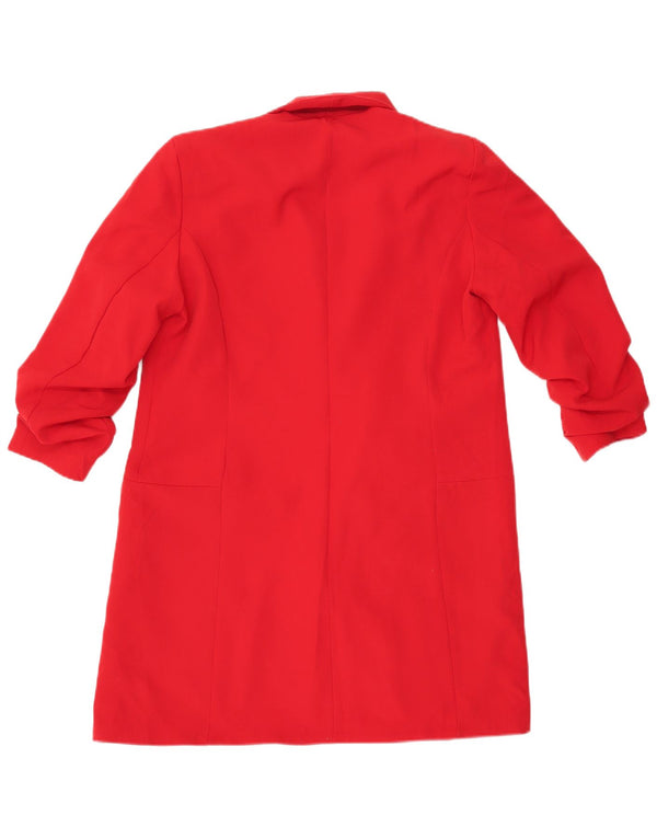 Zara Femme Pardessus Ouvert UK 6 XS Coton Rouge
