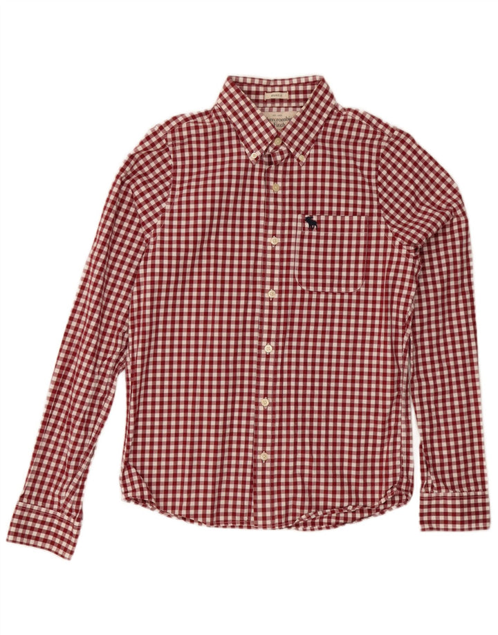 Abercrombie & Fitch Chemise à carreaux pour homme Coupe musclée Vichy rouge moyen