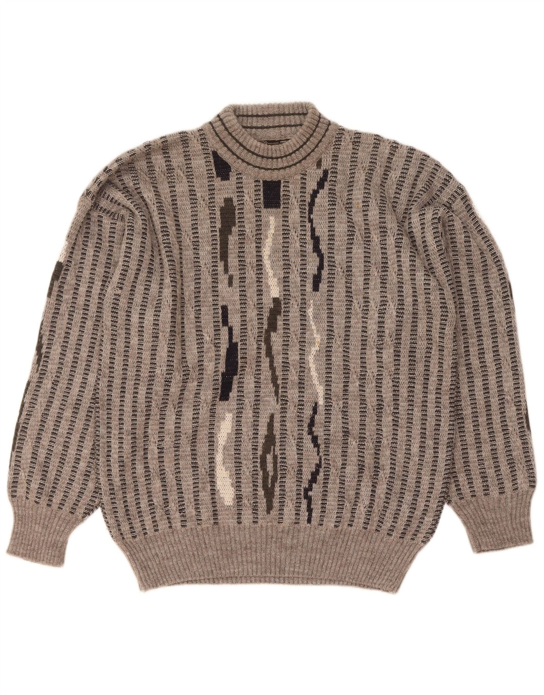 Mapier Pull Col Roulé Homme Laine Rayée Gris Moyen