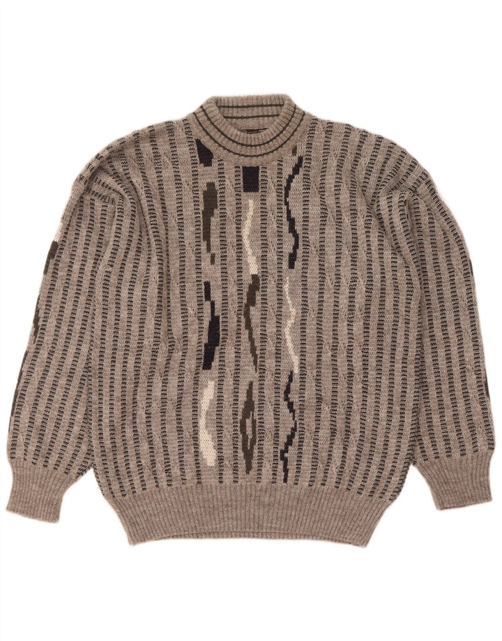 Mapier Pull Col Roulé Homme Laine Rayée Gris Moyen