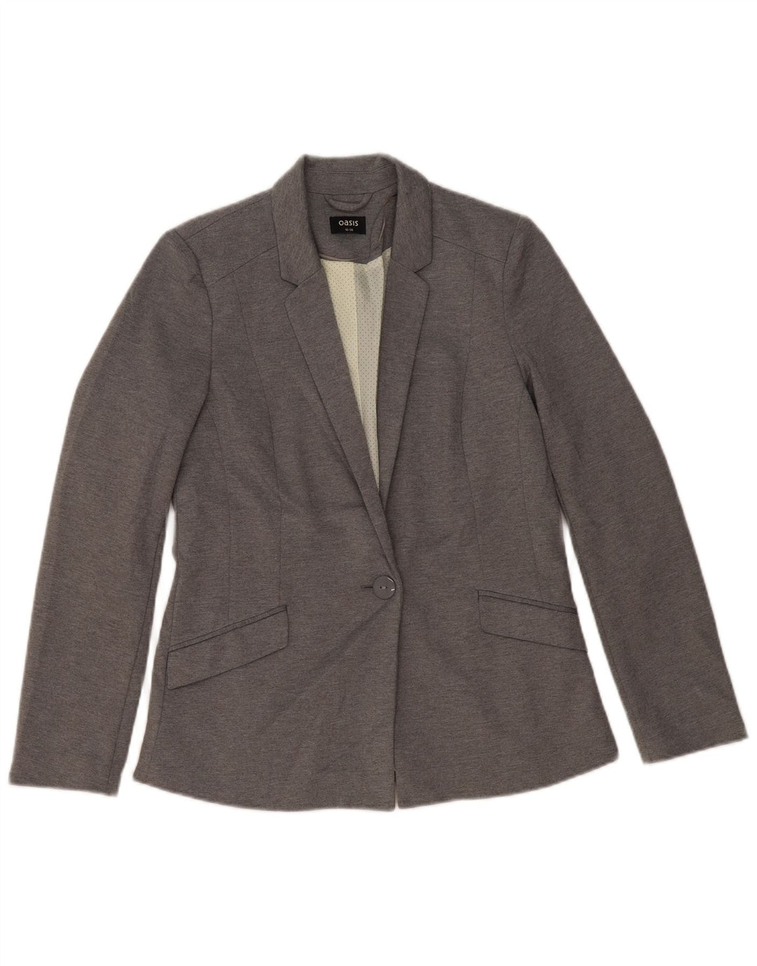 OASIS Veste Blazer 1 Bouton pour Femme UK 10 Petit Gris Polyester