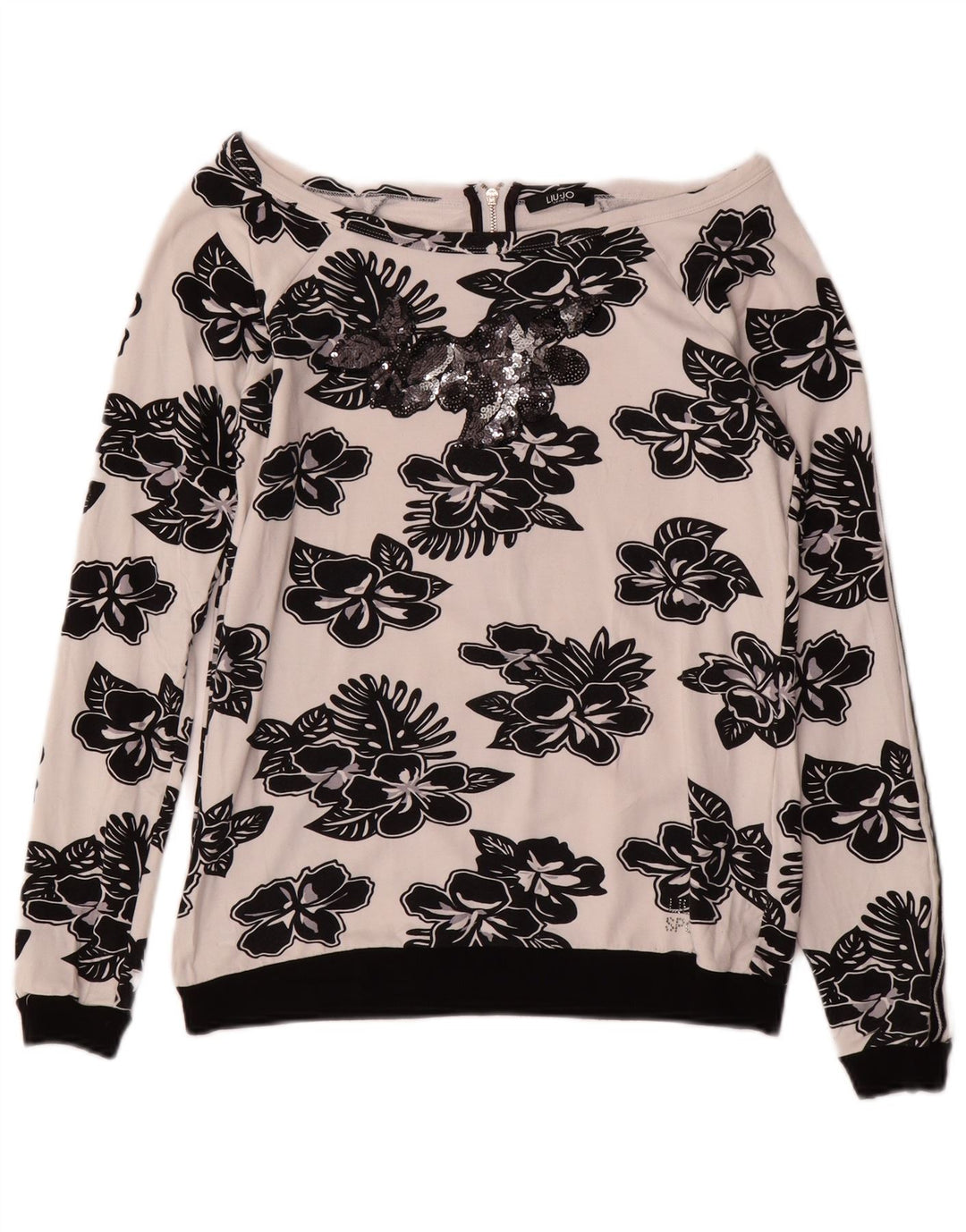 LIU JO Sweat-shirt pour femme UK 10 Small Blanc Floral Viscose