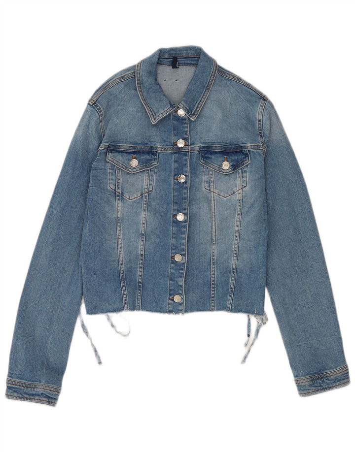Liu Jo Veste en jean courte pour femme UK 14 Large Bleu