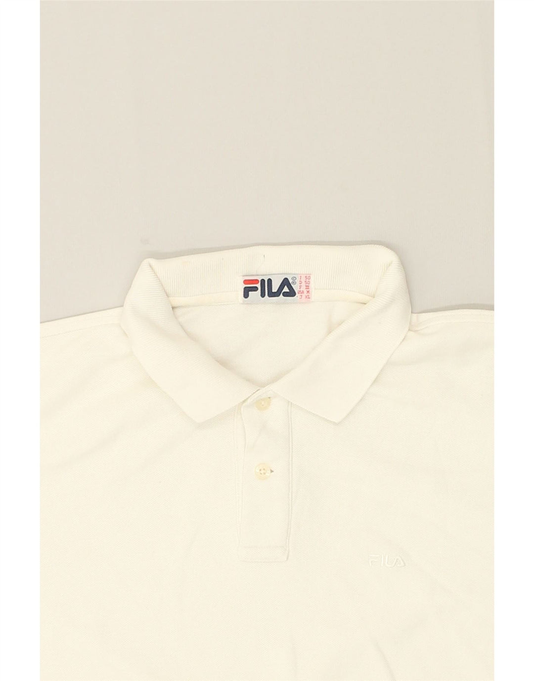 FILA Mens Polo Shirt IT 50 Medium White Cotton | Vintage Fila | Thrift | Second-Hand Fila | Used Clothing | Messina Hembry 