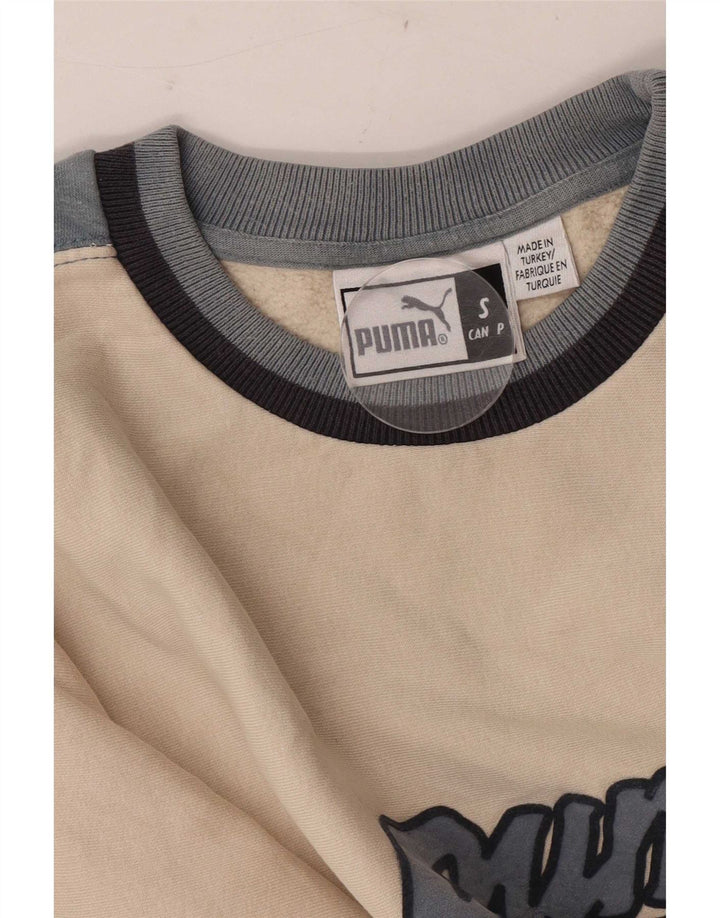 Puma Sweat-shirt Graphic Sweatshirt Jumper Small Homme Blanc Cassé Colourblock