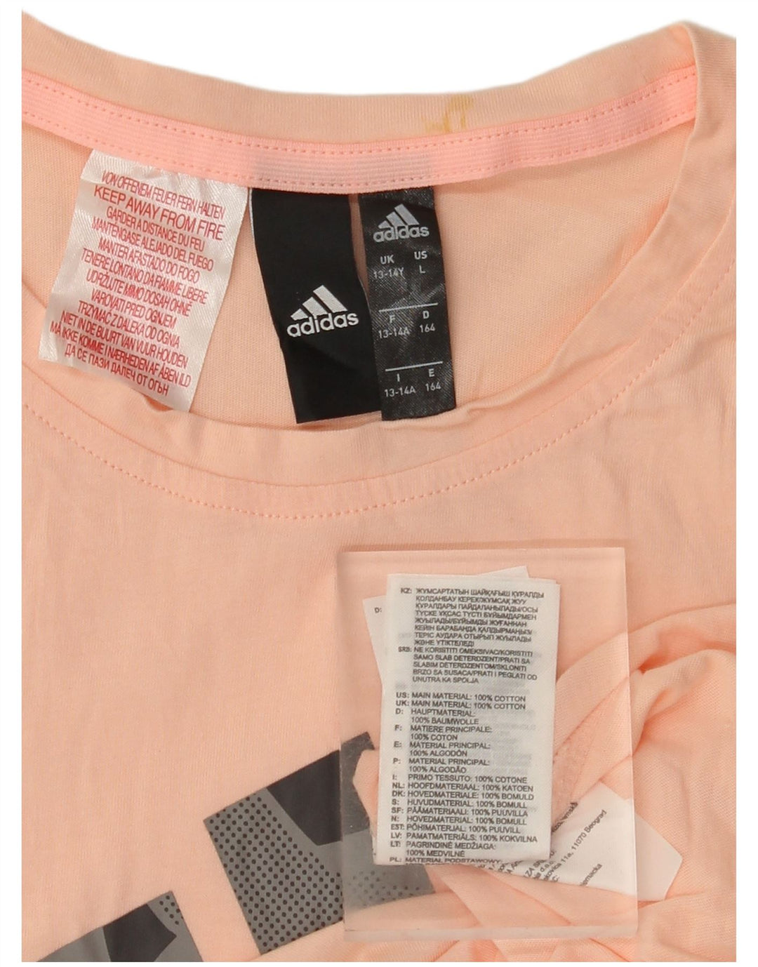 ADIDAS T-Shirt Graphique Fille 13-14 ans Rose Coton